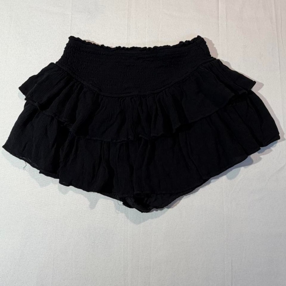 Rock n Rags Black smocked ruffle mini skort Small Boho Fairycore Whimsy Goth